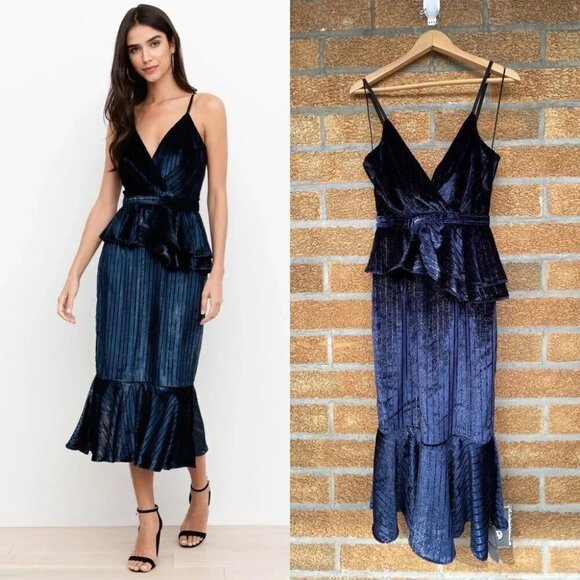YUMI KIM DYNASTY VELVET DRESS MIDNIGHT TWINKLE XS - Picture 2 of 16